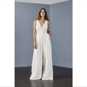 BHLDN White Bridal Jumpsuit With Illusion Back, Size 8